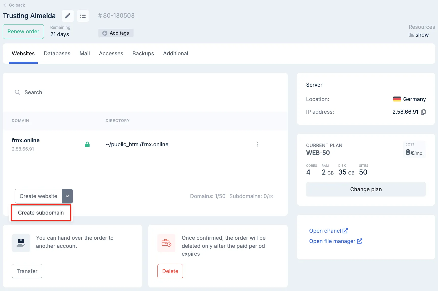 Adding a subdomain