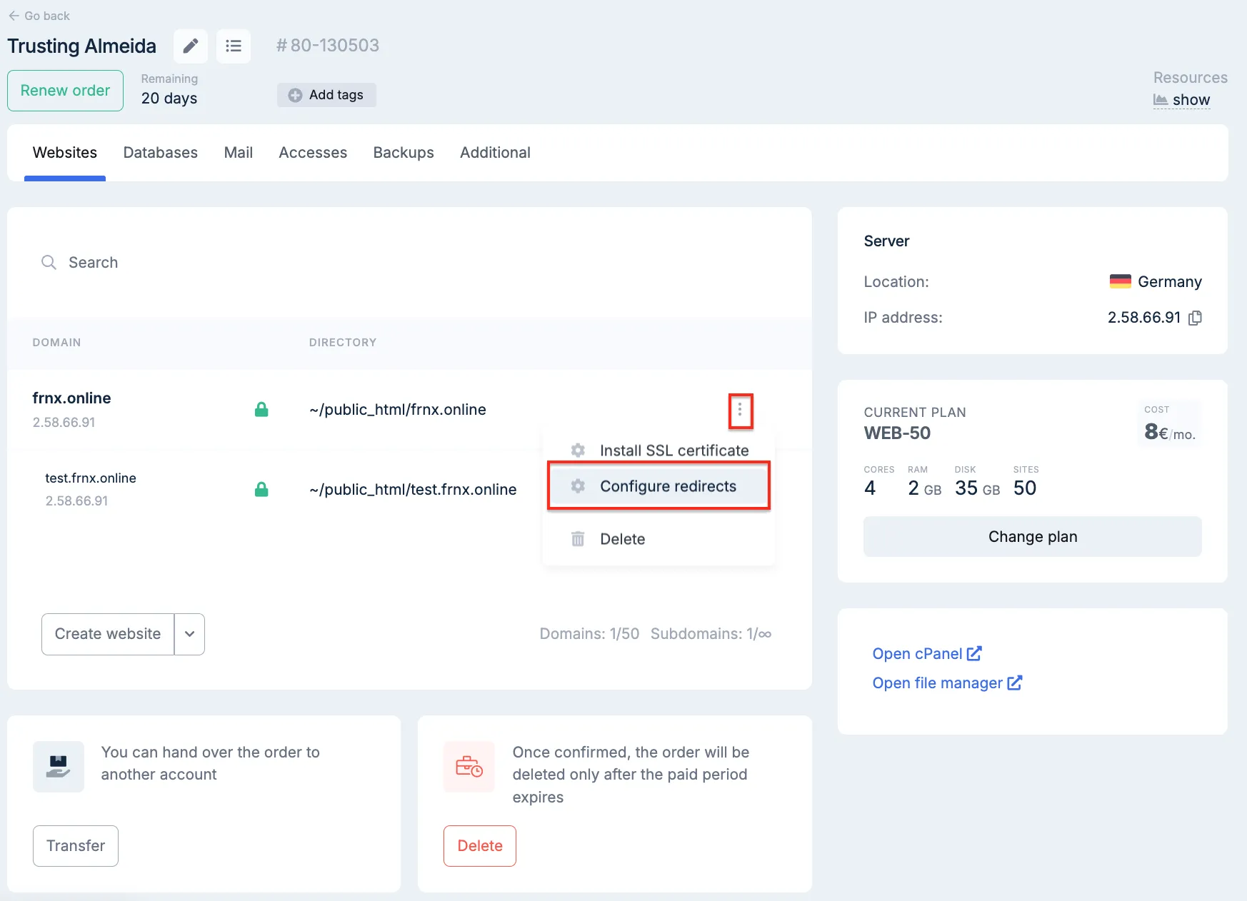 Redirect management