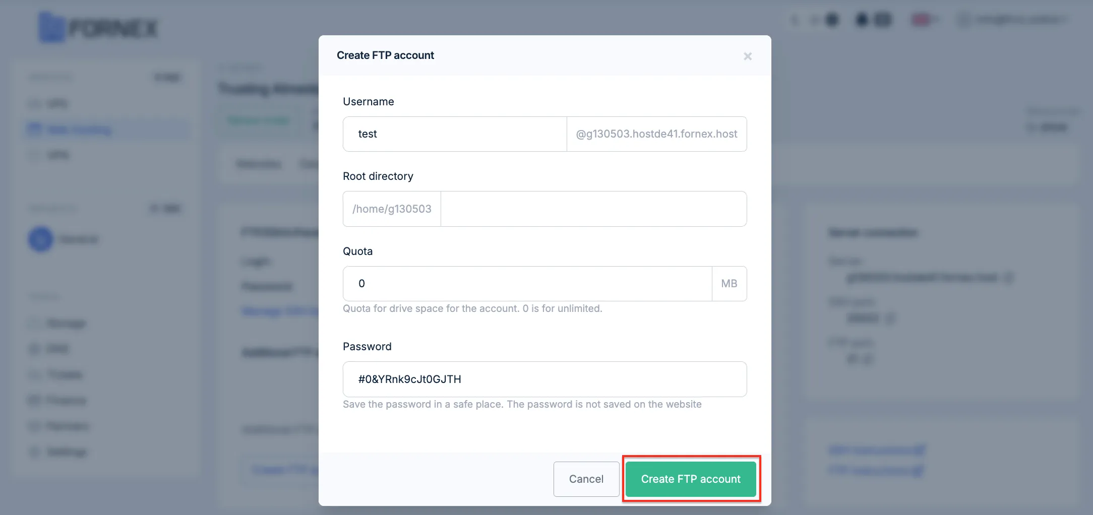 Adding an FTP account